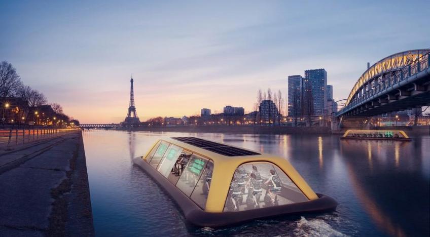 Szajna vizen úszó edzsőterem  párizs eiffel torony
