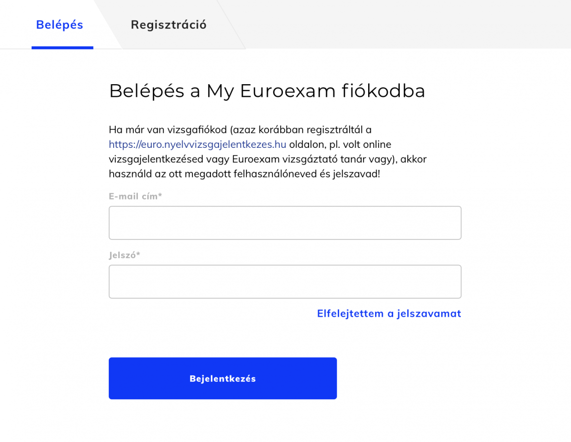 My Euroexam belépés