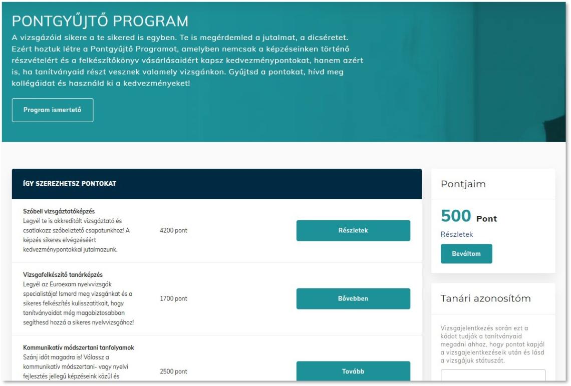 Pontgyűjtő program_tanárfiók