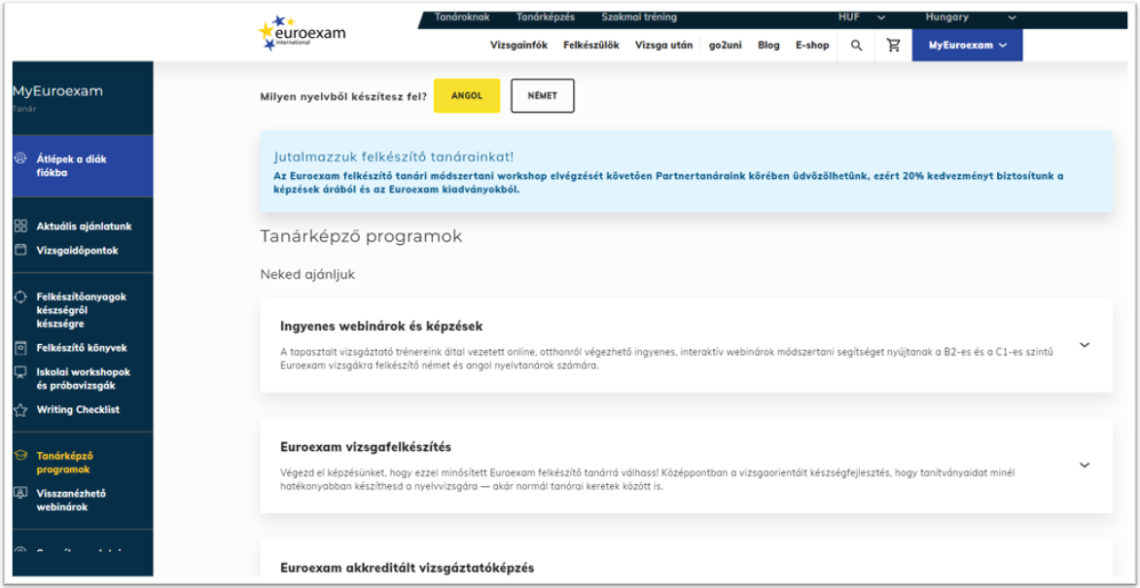 Tanárképző programok - tanári fiók