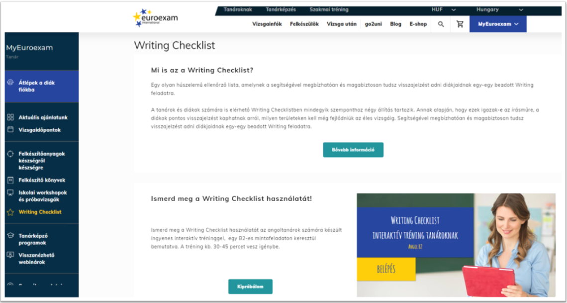Writing Checklist - tanári fiók